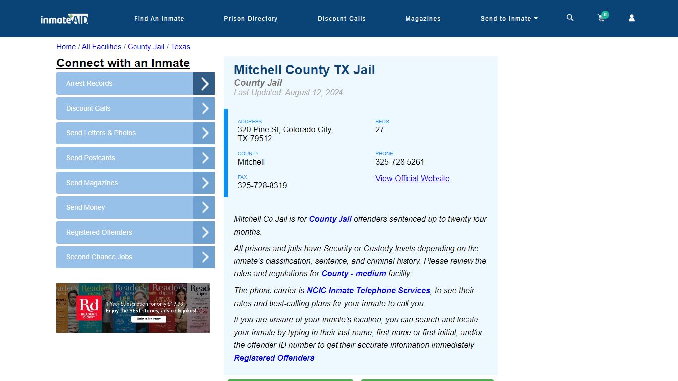 Mitchell County TX Jail - Inmate Locator