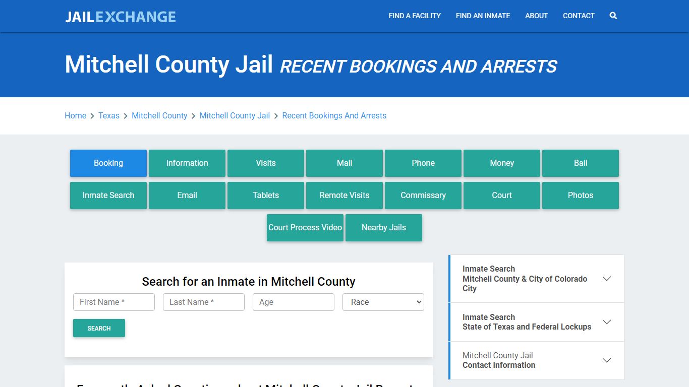 Mitchell County Jail Recent Bookings And Arrests - Jail Exchange